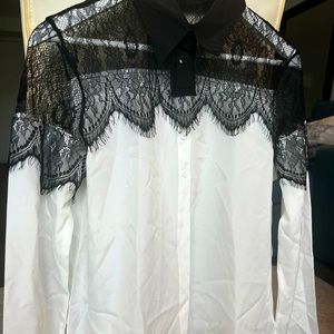 White shirt with lace detail